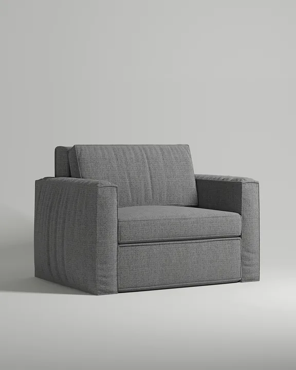 Кресло Borgen раскладное без ножек с подлокотниками (синяя рогожка - Mys 998) от Kalibroom