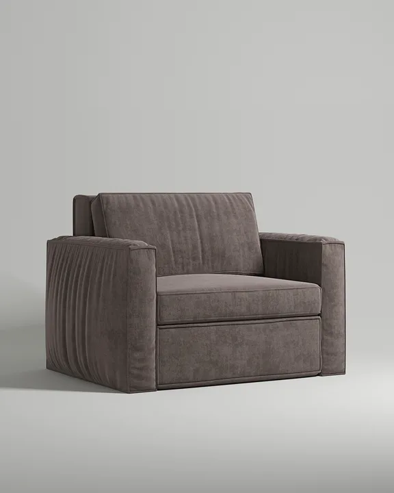 Кресло Borgen раскладное без ножек с подлокотниками (коричневая искусственная замша - Elixir 980) от Kalibroom