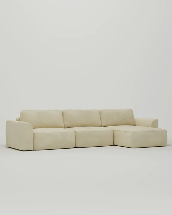 Стильный угловой диван Повдер угловой. Материал: Велюр. Цвет: Бежевый