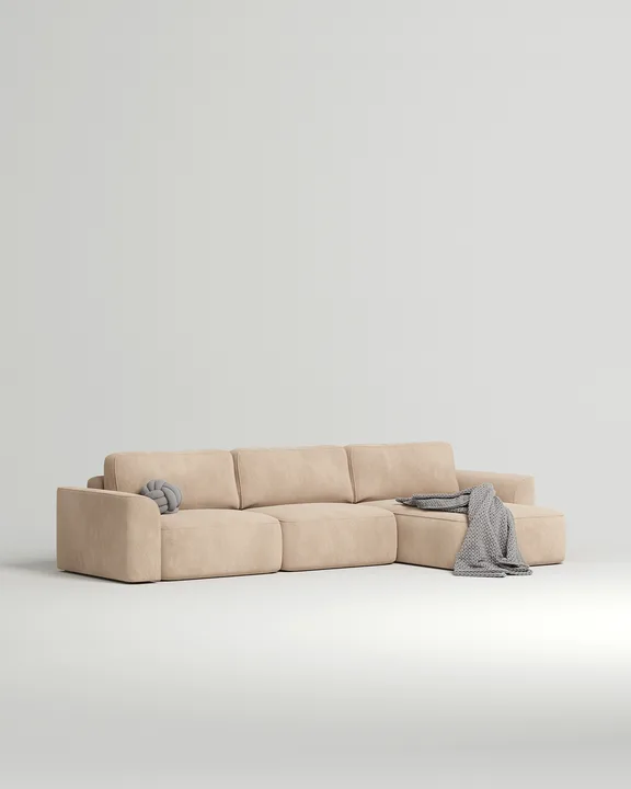 Стильный угловой диван Повдер угловой. Материал: Велюр. Цвет: Бежевый Стильный угловой диван Повдер угловой. Материал: Велюр. Цвет: Бежевый