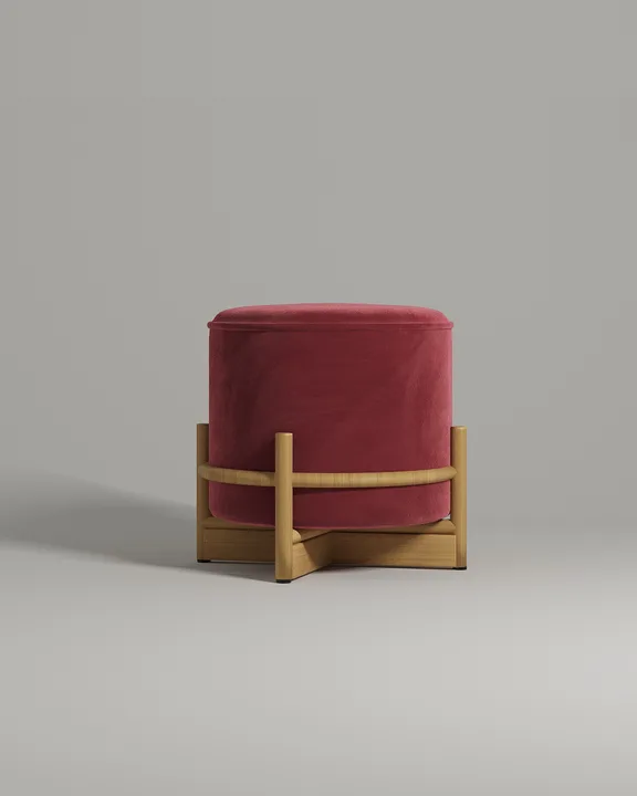 Мягкий пуф Рэсса. Материал: велюр. Цвет: бордо