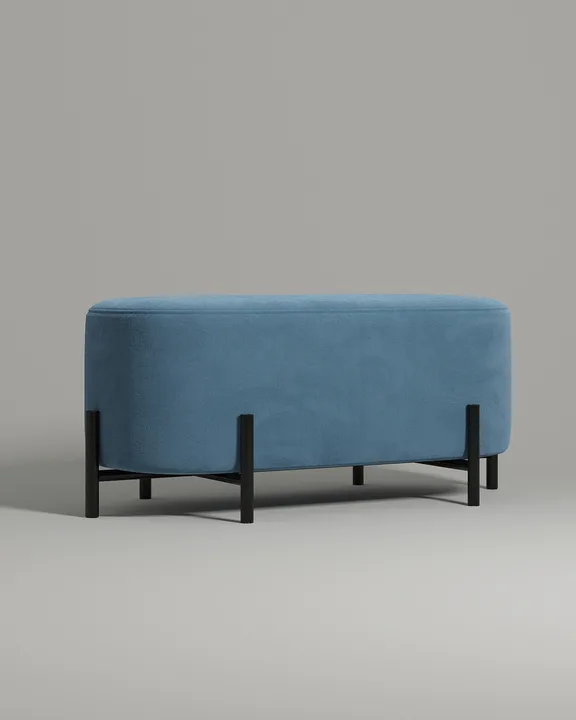 Мягкая банкетка Флура. Материал: велюр. Цвет: голубой