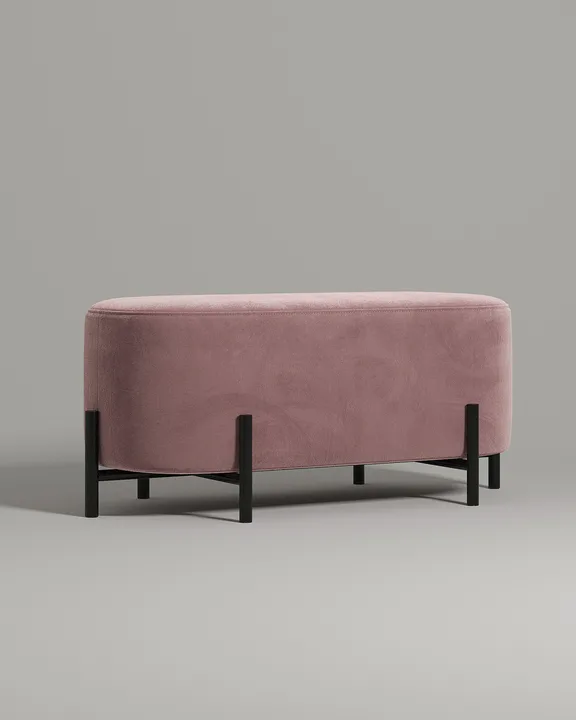 Мягкая банкетка Флура. Материал: велюр. Цвет: розовый