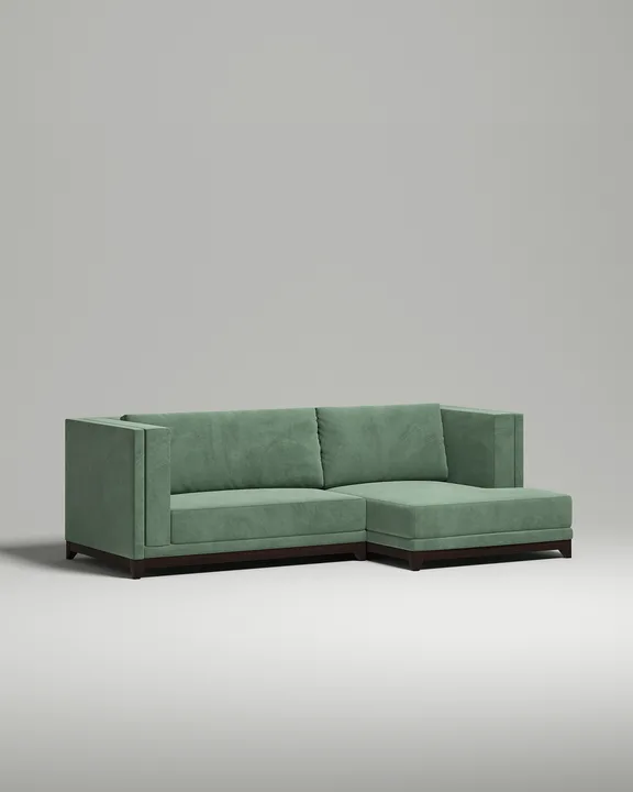 Стильный угловой диван Паллмер угловой. Материал: Велюр. Цвет: Зеленый