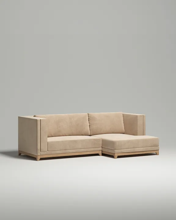 Стильный угловой диван Паллмер угловой. Материал: Велюр. Цвет: Бежевый