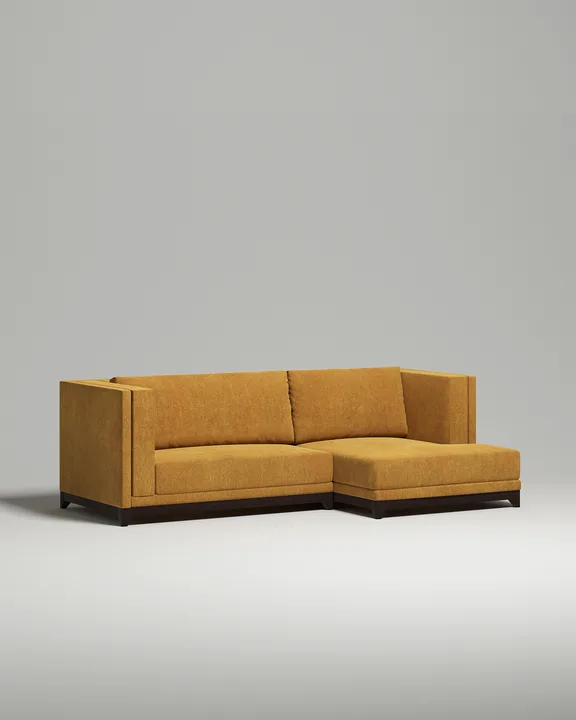 Стильный угловой диван Паллмер угловой. Материал: Флок. Цвет: Горчичный