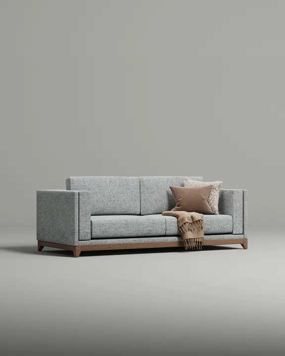 Стильный прямой диван Паллмер. Материал: рогожка. Цвет: Серый