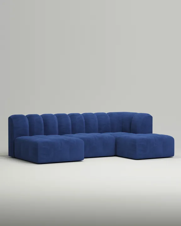 Стильный модульный диван Мортимер модульный. Материал: Велюр. Цвет: Синий