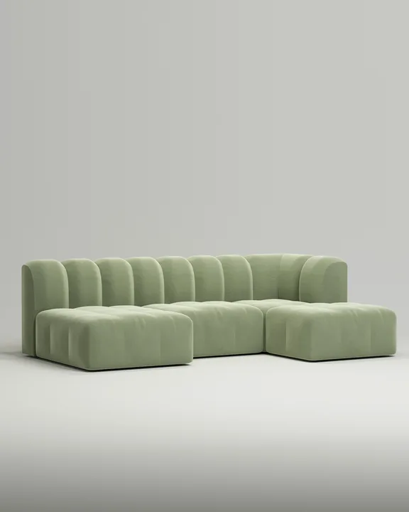 Стильный модульный диван Мортимер модульный. Материал: Велюр. Цвет: Зеленый