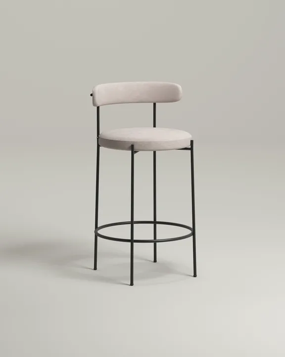 Стул Рэмоунс барный (серый велюр - Velutto 67) Удобный стул Рэмоунс барный. Материал: велюр. Цвет: серый (Velutto 67)