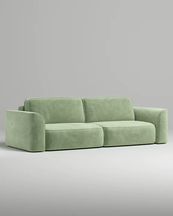 Стильный прямой диван Пауде. Материал: Велюр. Цвет: Зеленый Стильный прямой диван Пауде. Материал: Велюр. Цвет: Зеленый