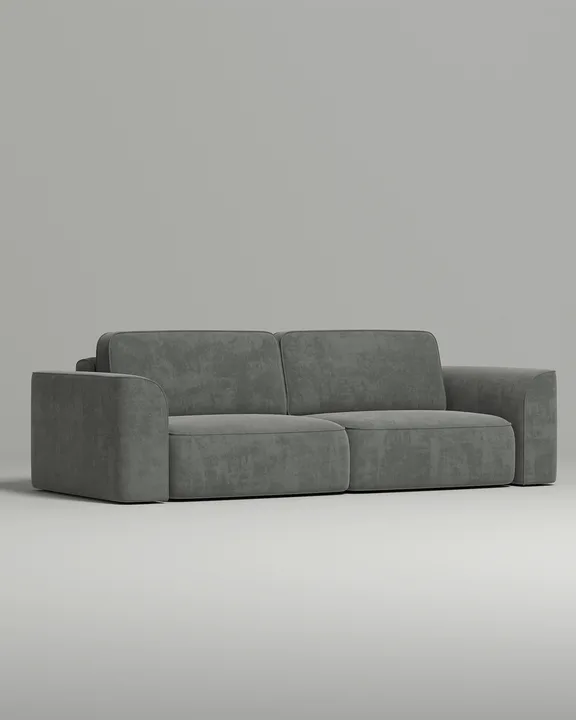 Стильный прямой диван Пауде. Материал: Флок. Цвет: Серый