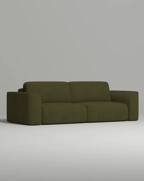 Стильный прямой диван Пауде. Материал: Букле. Цвет: Зеленый