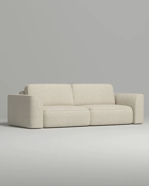 Стильный прямой диван Пауде. Материал: Букле. Цвет: Белый