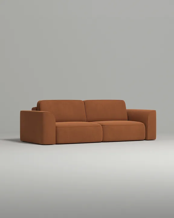 Стильный прямой диван Пауде. Материал: Велюр. Цвет: Оранжевый Стильный прямой диван Пауде. Материал: Велюр. Цвет: Оранжевый