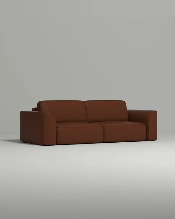Стильный прямой диван Пауде. Материал: Искусственная кожа. Цвет: Коричневый Стильный прямой диван Пауде. Материал: Искусственная кожа. Цвет: Коричневый