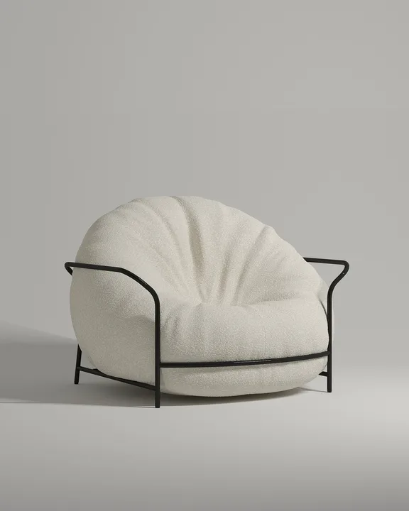 Кресло Тромс на ножках с подлокотниками (белое букле - Buckle white A) от Kalibroom