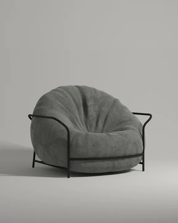 Кресло Тромс на ножках с подлокотниками (серый флок - Dania stone A) от Kalibroom