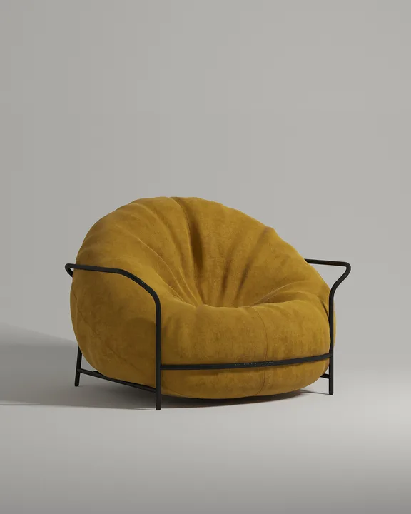 Кресло Тромс на ножках с подлокотниками (искусственная замша горчичного цвета - Elixir 560) от Kalibroom