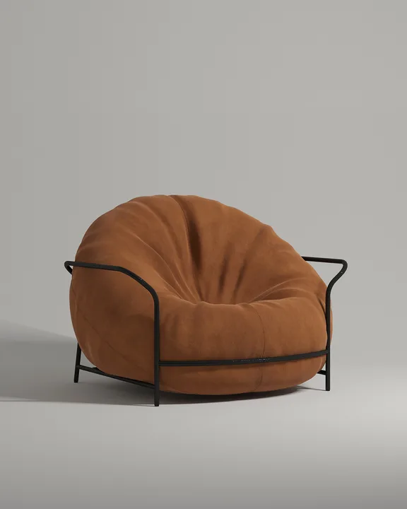Кресло Тромс на ножках с подлокотниками (оранжевый велюр - Velutto 62) от Kalibroom