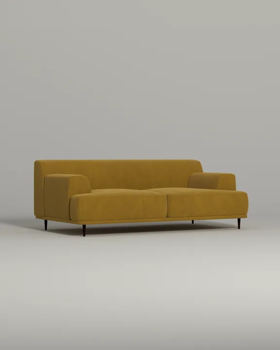 Стильный прямой диван Kingston. Материал: Велюр. Цвет: Желтый