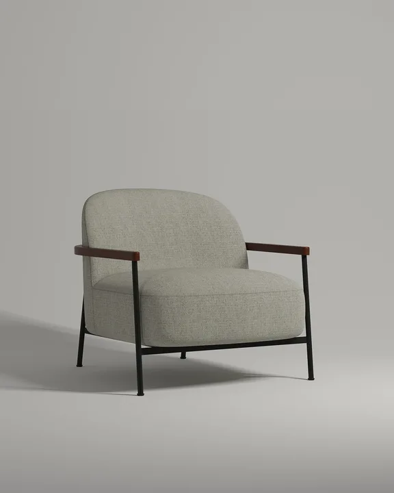 Кресло Каледон на ножках с подлокотниками (серая рогожка - Mys 900) от Kalibroom