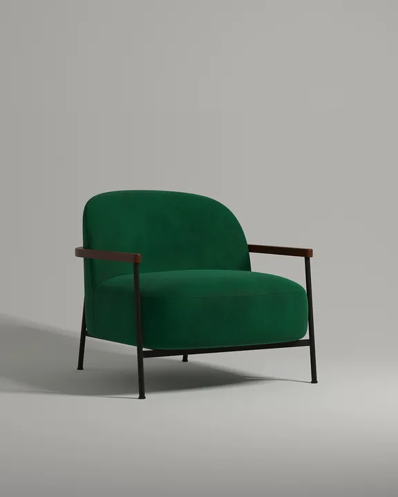 Кресло Каледон на ножках с подлокотниками (зеленый велюр - Velutto 33) от Kalibroom