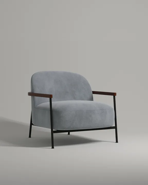 Кресло Каледон на ножках с подлокотниками (серый велюр - Velutto 12) от Kalibroom