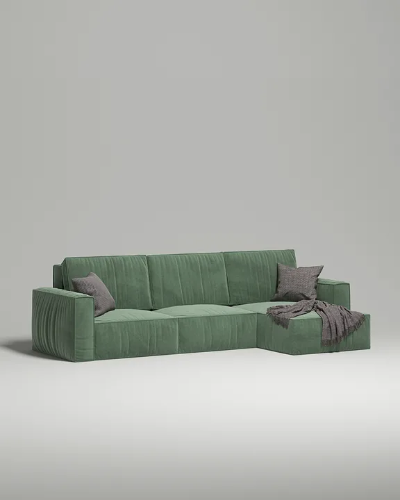 Стильный угловой диван Борген угловой. Материал: Велюр. Цвет: Зеленый