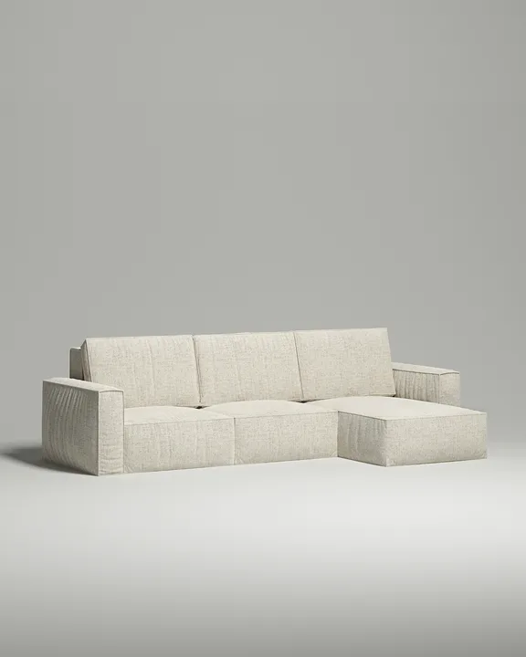 Стильный угловой диван Борген угловой. Материал: рогожка. Цвет: Белый