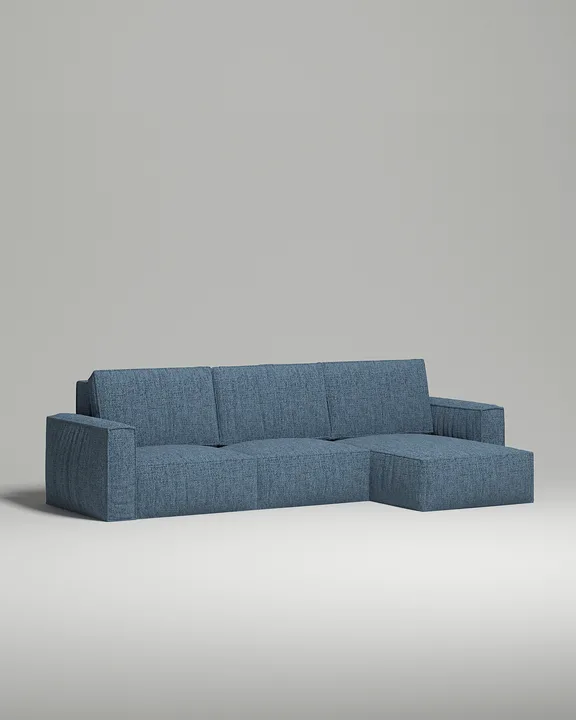 Стильный угловой диван Борген угловой. Материал: рогожка. Цвет: Синий