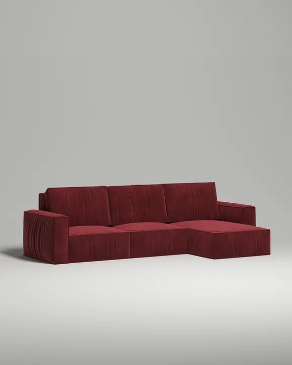 Стильный угловой диван Борген угловой. Материал: Велюр. Цвет: Бордо