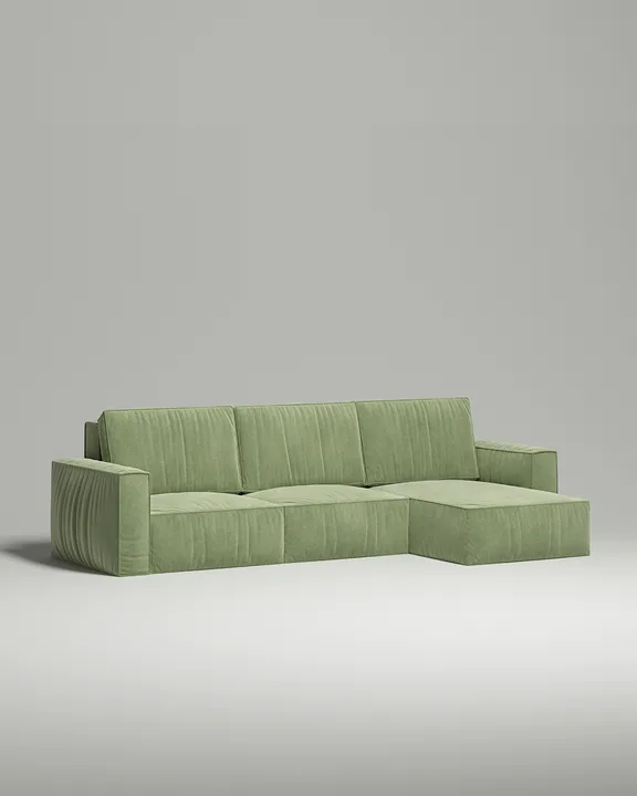 Стильный угловой диван Борген угловой. Материал: Велюр. Цвет: Зеленый