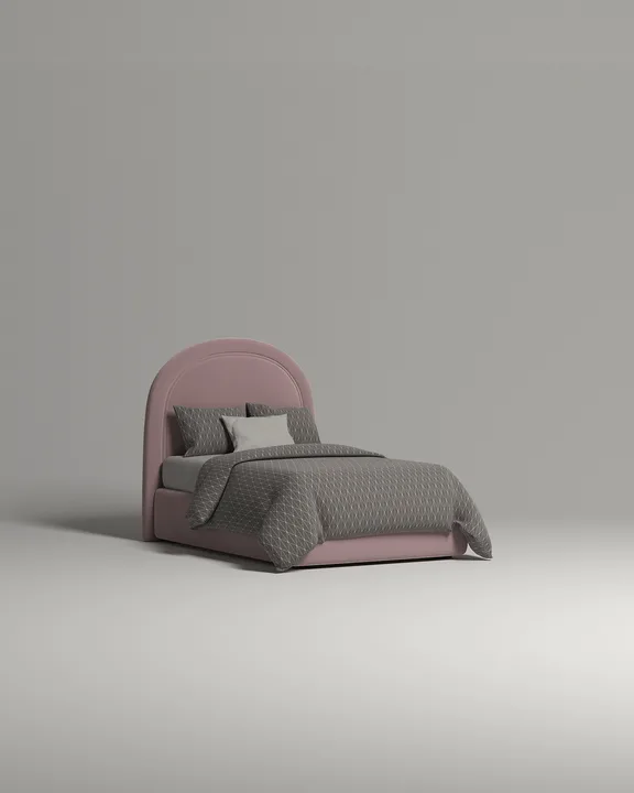 Кровать Файнэли под матрас 90x200 с мягким изголовьем и ящиком для хранения белья. Материал: Novus 810 (велюр) Кровать Файнэли под матрас 90x200 с мягким изголовьем и ящиком для хранения белья. Материал: велюр - Novus 810