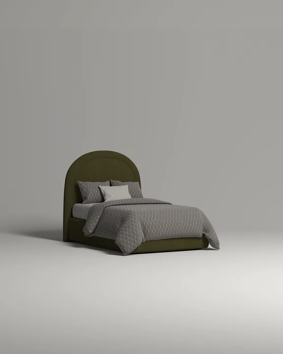 Кровать Файнэли под матрас 120x200 с мягким изголовьем и ящиком для хранения белья. Материал: Lanvin 618 (букле) Кровать Файнэли под матрас 120x200 с мягким изголовьем и ящиком для хранения белья. Материал: букле - Lanvin 618