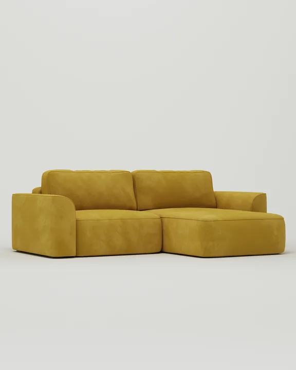 Стильный угловой диван Пауде Мини угловой. Материал: Велюр. Цвет: Горчичный