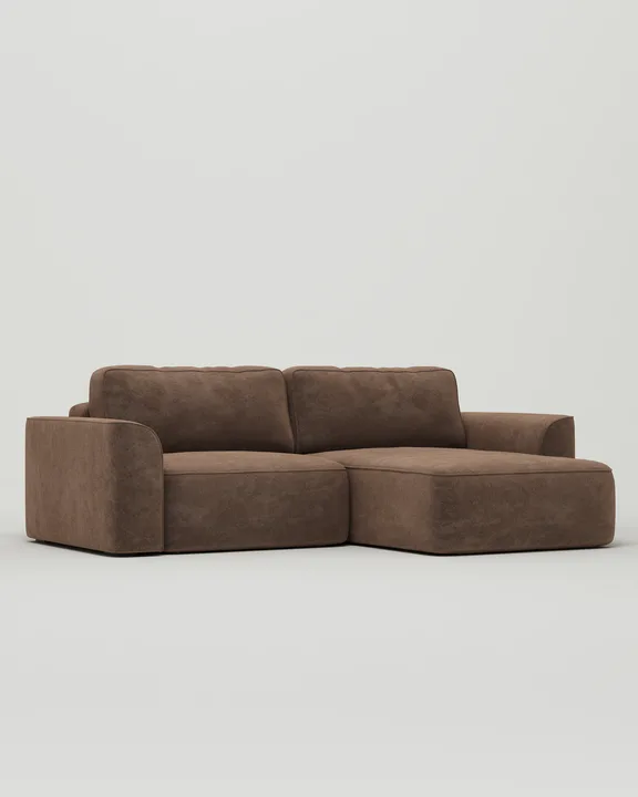 Стильный угловой диван Пауде Мини угловой. Материал: Велюр. Цвет: Коричневый