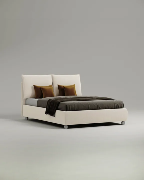 Кровать Матти под матрас 180x200 с мягким изголовьем и ящиком для хранения белья. Материал: велюр - Velutto 01