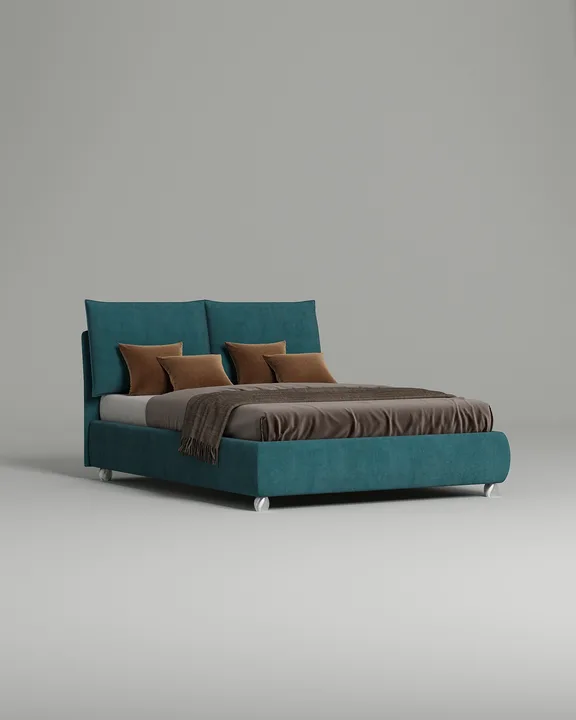 Кровать Матти под матрас 180x200 с мягким изголовьем и ящиком для хранения белья. Материал: искусственная замша - Elixir 768