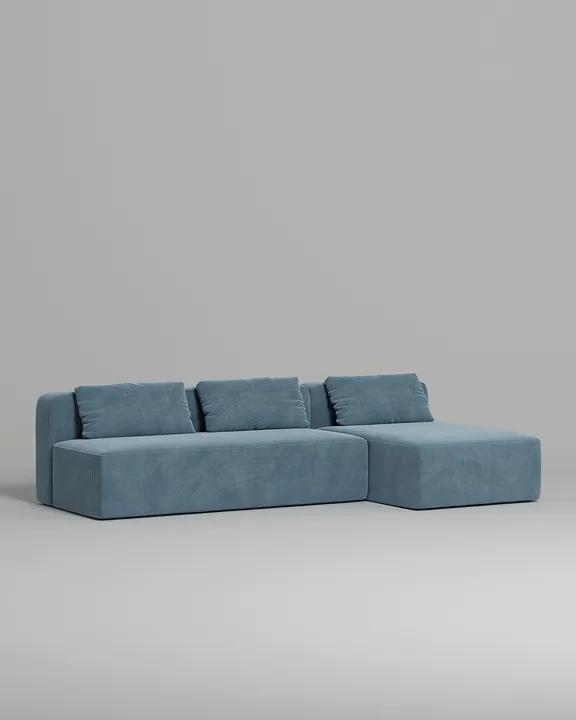 Стильный угловой диван Ламас. Материал: Велюр. Цвет: Синий