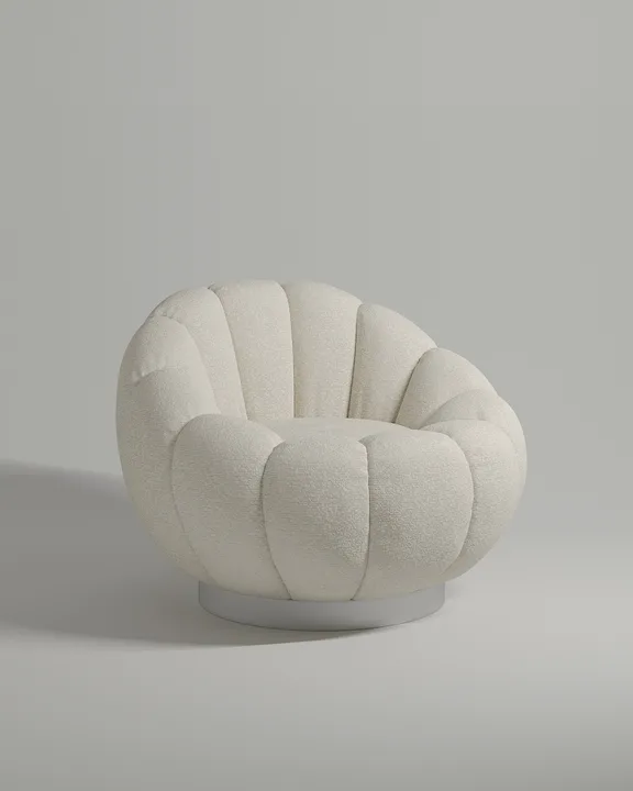 Кресло Гранд без ножек и подлокотников (белое букле - Buckle white A) от Kalibroom