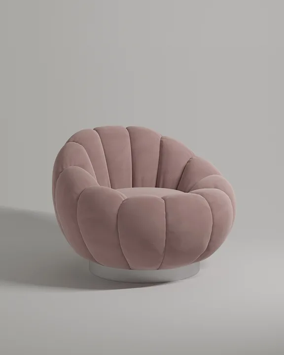 Кресло Гранд без ножек и подлокотников (розовый велюр - Novus 810) от Kalibroom
