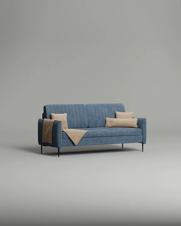 Стильный прямой диван Хэнди. Материал: Искусственная замша. Цвет: Синий Стильный прямой диван Хэнди. Материал: Искусственная замша. Цвет: Синий