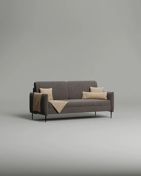 Стильный прямой диван Хэнди. Материал: рогожка. Цвет: Коричневый Стильный прямой диван Хэнди. Материал: рогожка. Цвет: Коричневый