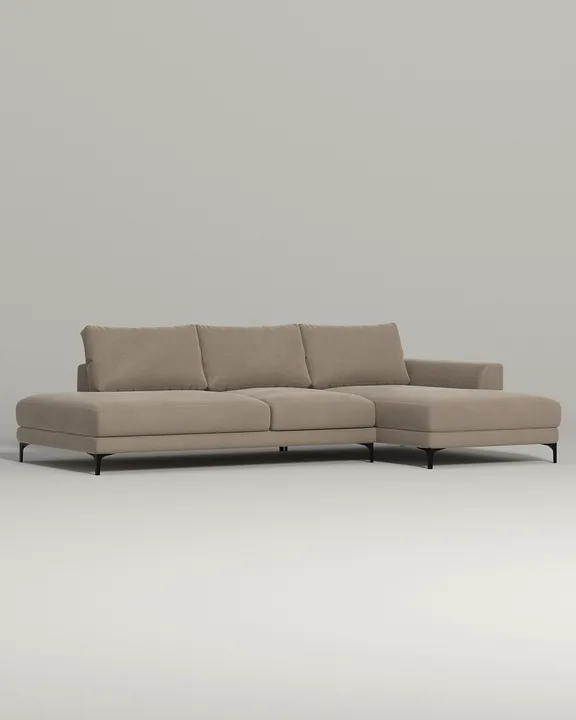 Стильный угловой диван Индастриал. Материал: Велюр. Цвет: Бежевый