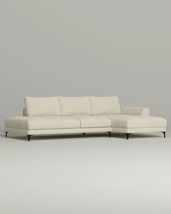 Стильный угловой диван Индастриал. Материал: Букле. Цвет: Белый