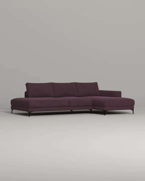 Стильный угловой диван Индастриал. Материал: Велюр. Цвет: Фиолетовый