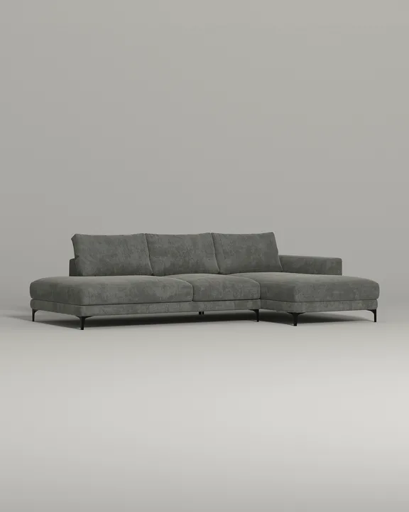 Стильный угловой диван Индастриал. Материал: Флок. Цвет: Серый