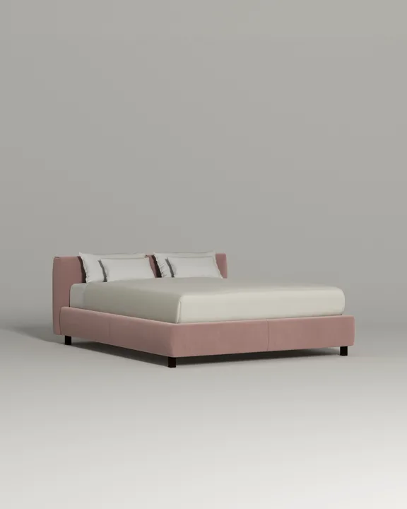 Кровать Меринга под матрас 160x200 с мягким изголовьем и ящиком для хранения белья. Материал: велюр - Novus 810