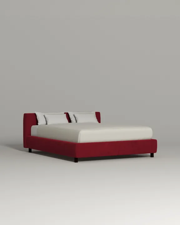 Кровать Меринга под матрас 200x200 с мягким изголовьем и ящиком для хранения белья. Материал: велюр - Velutto 38